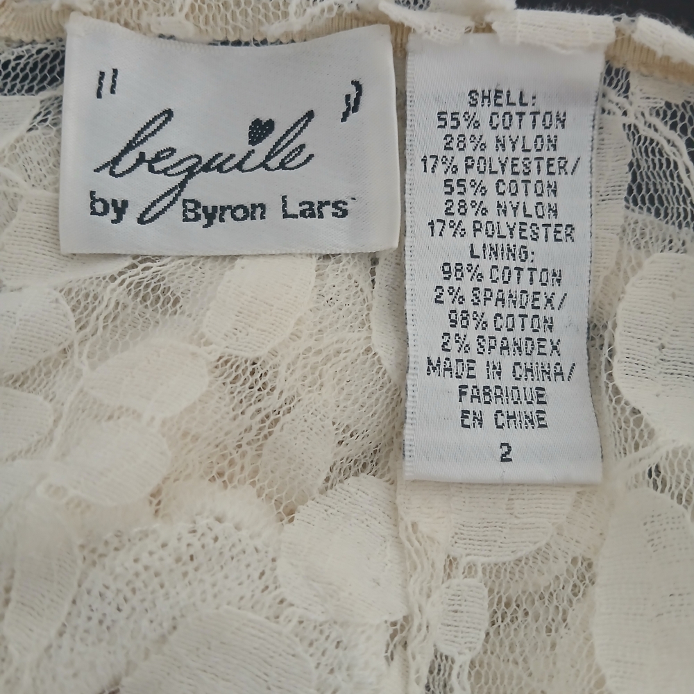 Byron Lars Cream Lace  Sleeve Dress - Picture 16 of 16